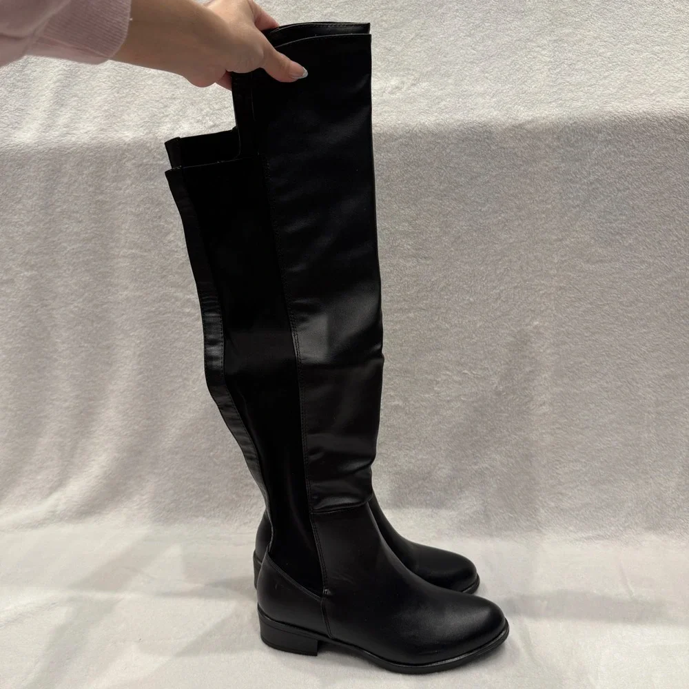Henry Ferrera Collection Womens Black Over The Knee Boots Low Heel Size 6